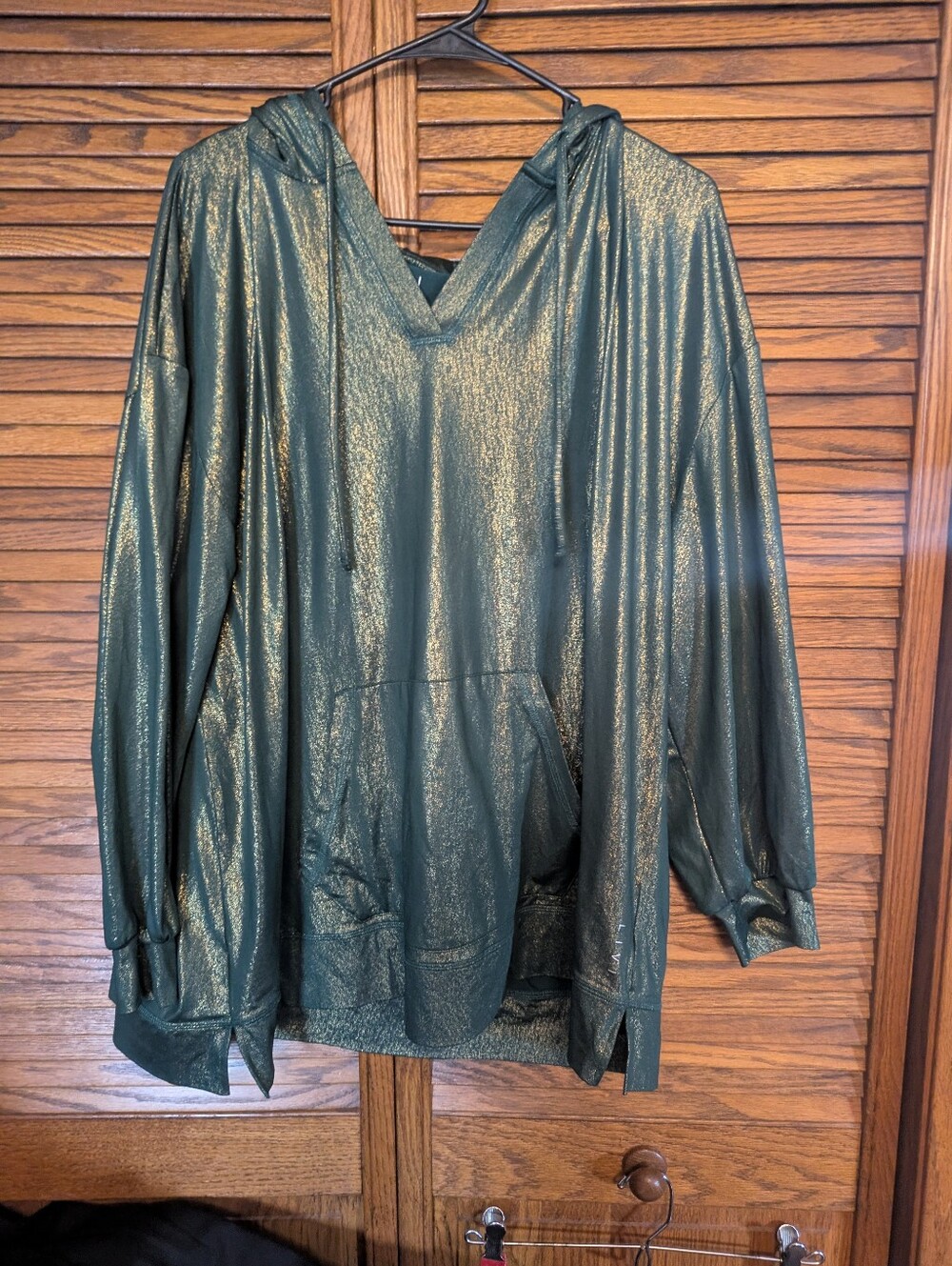 Livi By Lane Bryant Metallic Green Lightweight Hoodie Sweatshirt Size 22/24